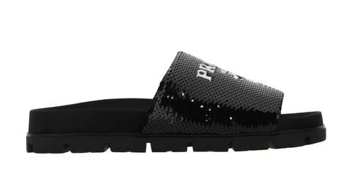 Prada black sequin white - sequin, logo