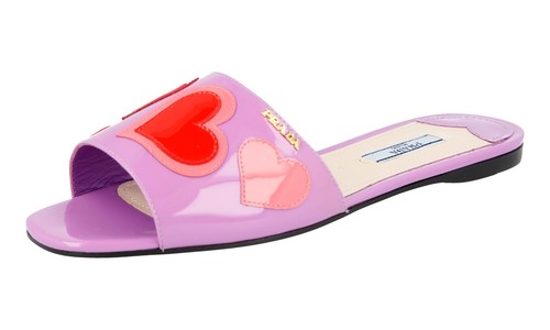 Prada patent leather slides - leather,