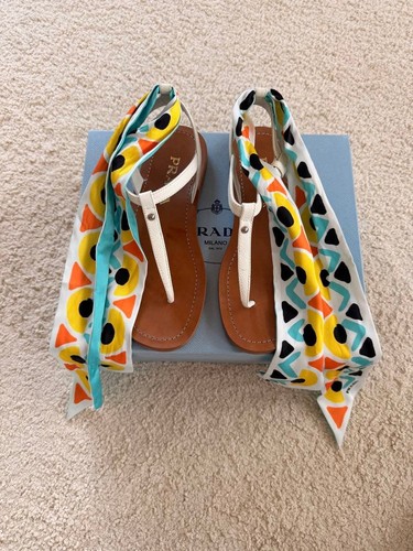 Prada white multi color scarf - white, multi-color