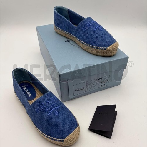 Womens prada blue linen logo - prada,