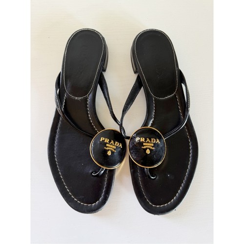 Prada black leather logo - prada,