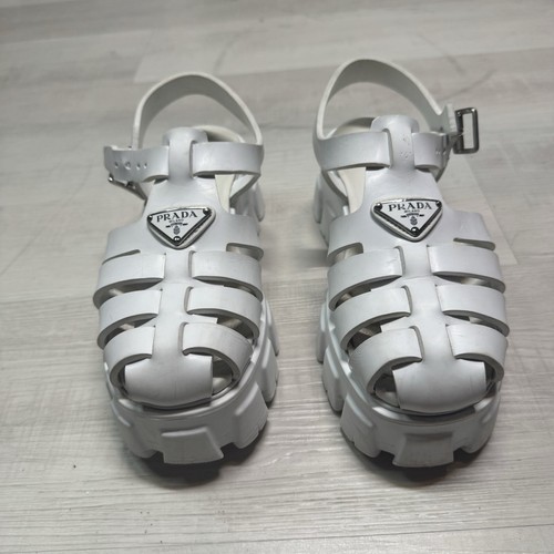 Prada rubber white sandals - prada,